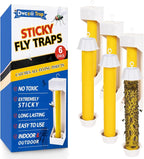 Sticky Fly Traps Indoors & Outdoor 6pk, Fly Stick Catcher Strips for Gnats, House Flying Insect, Super Sticky Hanging Fly Trap Paper Tape Indoor Outdoor