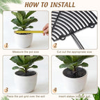 Nuanchu 6 Pcs Plant Pot Covers Grid Soil Protector from Animals 11.8" Cuttable Flower Protector Cat Digging Stopper Plant Pot Cover with Stakes for Indoor Outdoor Gardening, Round Square (Black)