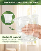 24 Packs Clear Nursery Pots for Plants with Saucers, 7/6/5/4 Inch Plastic Flower Pots with Drainage Hole, Variety Pack Seedlings Plant Pot with 24 Plant Labels