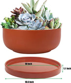 Yukfona Ceramic Plant Saucer Pot Tray 10.7 Inch, Planter Saucers 6 7 8 9 10 11 12 15 Inch, Durable Sturdy Flower Drainage drip Water Tray for Glazed Pots Base (10.7Inch- Red Terracotta)