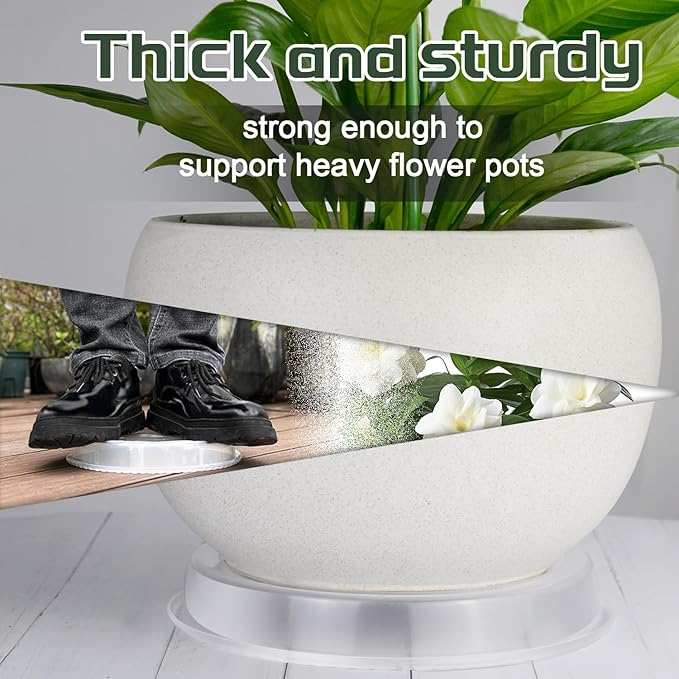 SupKing Large Plant Saucers Drip Tray 6 Pack, 6 8 10 12 14 15 Inch Heavy Sturdy Plastic Flower Pot Saucers for Indoor,Clear Plastic Planter Water Tray for Plant Pots Liners (14''-Clear)