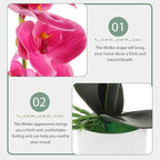 Realistic Artificial Potted Orchid Butterfly Plant Purple Faux Flower Simulation Tabletop Decor for Home Office Living Room