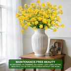 TURNMEON 20 Bundles Artificial Flowers for Outdoors, Spring Grass Camellia Fake Flowers Plastic Plants,UV Resistant No Fade Faux Greenery for Gardens Porch Yards Summer Cemetery Decor 500 Head(Yellow)