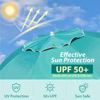AMMSUN Shade Umbrella, Premium Portable Umbrella with Stand, 6.5ft Lightweight Free Standing Canopy for Sporting Games, Adjustable Instant Sun Protection and Easy to Carry, Turquoise
