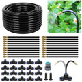 65ft Drip Irrigation System Kit with 20 Brass Spray Nozzles - 360° Adjustable Automatic Watering System for Gardens, Lawns & Greenhouses