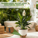8/9/10 Inch Large Self Watering Pots, Plastic Flower Pots with Multi Mesh Drainage Holes and Water Level Indicator & Deep Reservoir for Indoor Outdoor Garden Plants and Flowers (White)