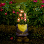 Nacome Solar Garden Outdoor Statues Gnome with Succulent and 7 LED Lights - Lawn Decor for Patio, Balcony, Yard Ornament for Mom Grandma Women