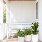 Fox & Fern Matte White Plant Pots with Drainage Plug (Set of 3) — Premium Lightweight Fiberstone 8, 10, and 12 Inch Planters for Indoor and Outdoor Use - Weather Resistant & UV Resistant
