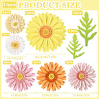 PAPER JAZZ Daisy Giant Paper Flower Wall Decor, 3D Large Flower Party Decoration, Artificial Flower for Classroom, Pink and Yellow Flowers for Bulletin Board, Office,Living Room, Bedroom.