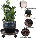 12 Packs Plant Caddy with Wheels 11.8" Plastic Rolling Plant Dolly Coasters Heavy-duty Wheeled Planter Mover Rollers Indoor Outdoor Wheeled Flower Pot Base Suacers with Casters, Brown