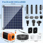 Antfraer 25W Solar Pond Pump, Solar Water Fountain Pump with 320GPH Adjustable Flow, Solar Water Pump with 7 Nozzles, 6.6ft Tubing, Dry Run Protection for Garden, Ponds, Waterfall, Fountain