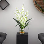 Nearly Natural Dancing Lady Orchid Liquid Illusion Silk Flower Arrangement