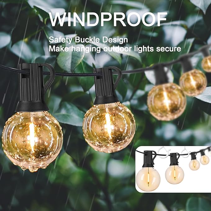 ADIIL 30 PCS Q Hanger Hooks with Safety Buckle, Windproof Screw Hooks for Hanging Outdoor String Lights, Plants, Christmas Patio Lights, 2.2 Inches, White