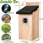 Dreyoo 2 Pack Bluebird Box Houses for Outside,1-1/2'' Entrance Hole Wooden Bird Houses with Metal Guard, Secure Latch,Fledgling Grooves,Air Vents for Bluebird Wren Swallow(Dark Wood)