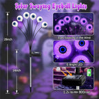 Halloween Decorations Outdoor, 4 Pack 24 LED Solar Purple Scary Eyeball Swaying Lights, Purple Solar Firefly Light Waterproof Outdoor Garden Lights for Halloween Yard Garden Lawn Party Flower Bed