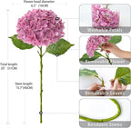 ZYTUYO 4Pcs 20" Real Touch Hydrangea Artificial Flowers Dark Pink Lifelike Fake Latex Hydrangeas for Baby Shower Party Wedding Flower Arrangement Indoor Home Office Xmas Table Decoration