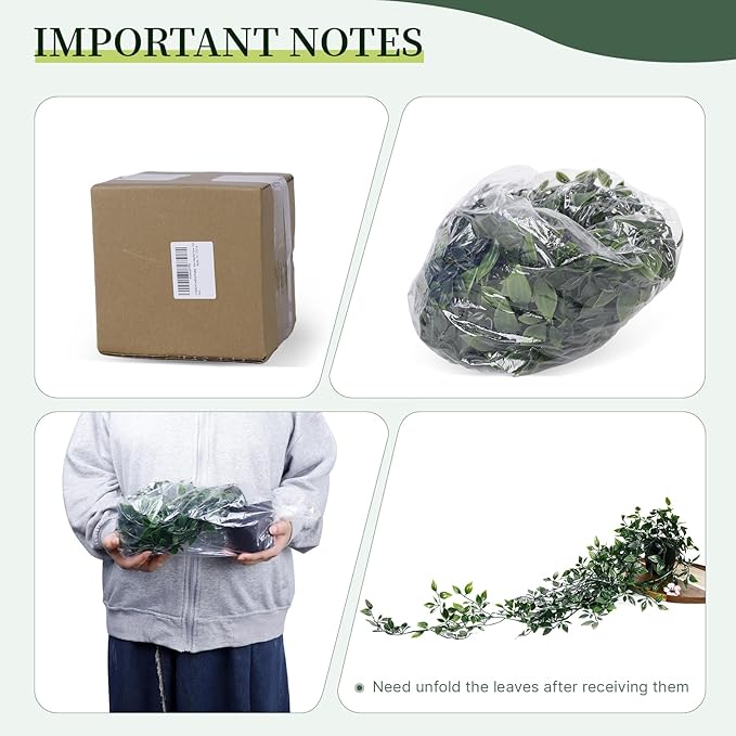 Artificial Hanging Plants for Shelf, Fake Potted Greenery 2-Pack Faux Mandala and Monstera Leaves Vines in Black Pot, Décor for Office Living Room Bathroom Indoor Outdoor