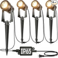 SUNTHIN Outdoor Landscape Lighting, 4 Pack Outdoor Spot Lights with Transformer for Yard, Plant, Lawn, Tree, Flags, House, Garden, Fence Use, IP65 Waterproof & Connectable