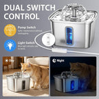 Veken Innovation Award Winner Stainless Steel Cat Water Fountain, 108oz/3.2L Automatic Pet Fountain Dog Water Dispenser with 3 Replacement Filters & Silicone Mat, Gifts for Cats, Dogs (Silver)