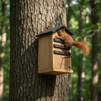 Cedar Screech Owl House Box, Squirrel Nesting Shelter, Large Cedar Bird House for Outside, Rustic Big Birdhouse,Nesting Shelter Nester Heavy Duty, Stainless Steel Perch,Assemble Needed