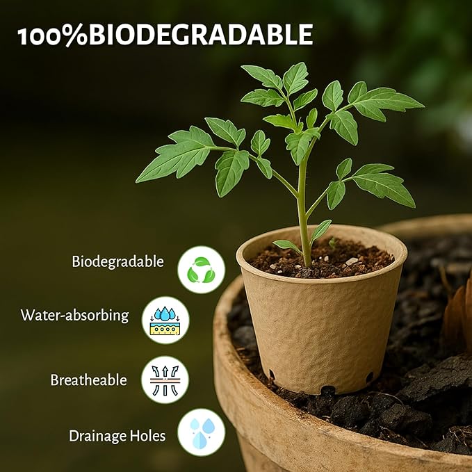 Bluepro 120 Packs 3.15 Inch Peat Pots, Biodegradable Pots for Seedlings with Drainage Holes, Herb Seed Starter
