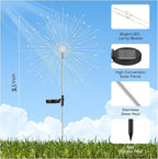 2 Pack 250LED Solar Garden Lights Outdoor, Dual Lighting Modes Firework Lights Solar Powered, Waterproof Twinkle Fairy Light Outside for Yard Patio Pathway Christmas Party Decorative(Cool White)