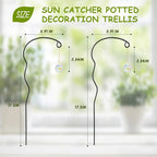 Plant Trellis for Potted Plants with Colorful Crystal Suncatcher, 17.5 Inch Metal Plant Stakes for Indoor Plant Accessories Indoor for Home Garden,Plant Lover Gift (Black)