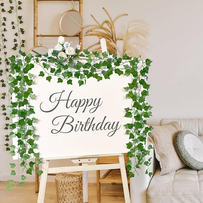 Fake Vines for Room Decor 100 Pack 750 Ft Artificial lvy Greenery Garland Vine Leaves, Leaf Plants Flowers Foliage for Bedroom,Garden Wall. Decor Indoor Outdoor