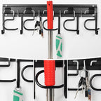 LEYU Metal Garage Tool Organizer Wall Mount, 2 Pack Garden Tool Organizer With Extension Cord Straps, Garage Organization Hooks and Hangers for Shed, Yard Storage, Wall Holder for Hanging Broom Mop