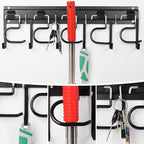 LEYU Metal Garage Tool Organizer Wall Mount, 4 Pack Garden Tool Organizer With Extension Cord Straps, Garage Organization Hooks and Hangers for Shed, Yard Storage, Wall Holder for Hanging Broom Mop