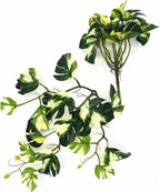 Fake Plants Hanging Small Faux Potted Ivy Vine Artificial Monstera Mini Faux Tropical Plants Greenery for Bathroom Office Table Pot Indoor Outdoor Decor Windowsill Shelf DIY Decoration - White 2 Pack