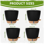 8 Inch Self Watering Pots for Indoor Plants, Plastic Planters with Deep Reservoir & Drainage Holes, Flower Pots for Monstera, Snake Plant & Peace Lily, Worry-Free Vacation Care (Black, 8 inch)