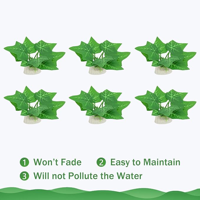 6PCS Aquarium Plants Fish Tank Decorations Small Betta Silk Plastic Plants for Aquarium Decor