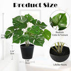 Briful Fake Plants 11.8'' Realistic Monstera Plant Artificial Potted Indoor Plant Houseplant in Black Pot for Home Decor Wedding Centerpiece Dining Table Farmhouse, Green Leaves