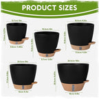 Self-Watering Pots for Indoor Plants with Visible Water Window,5/6/6.5/8/10 Inch Outdoor Flower Pots with Drainage Holes & Reservoir for Patio, Home Decor (Black)