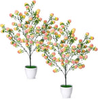 Suncalla 2 Pack Artificial Peach Potted Plants 21.65 Inches Fake Peach Tree Simulation Realistic Fruit Plant with Pot Faux Tree Indoor Decoration for Home Office Living Room Table Desk