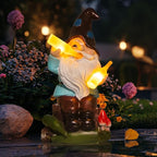 DKJOCKY Gnome Garden Decor Statue with Solar Light Lantern,Birthday Gifts for Women Mom Grandma, Funny Waterproof Resin Figurine Outdoor Decorations for Yard Patio Lawn Balcony Porch