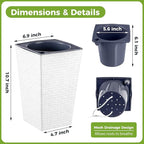 Self Watering Pots for Indoor Plants, 2 Pack Flower Pots Self Watering Planter 10.7" x 6.9" Plastic Pots African Violet Wick and Grow Pots Tall Orchid pots Square Large Plant Pots, White