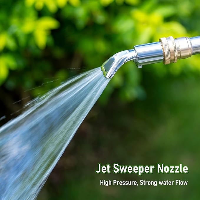 Dreyoo 3/4'' Heavy Duty Sweeper Nozzle for Gutter Cleaning Wand Replace Compatible with Dramm 22311, Brass Garden Hose Nozzle Suitable for Cleaning Gutters Sidewalks Driveways Watering