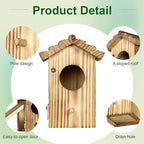 Hummingbird House for Outside Hanging - Small Bird Nesting Box for Hummingbird - Natural Wood Birdhouse with Perch - Outdoor Garden Decor & Bird Lover Gift (Dimensions 4.1*3.3*5.9 inch)
