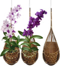 Handmade 100% Thai Bamboo Hanging Orchid Basket – 4 Inch Set of 3 for Mom & Spring Seasonal Decoration