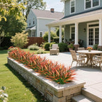 Ouddy Decor 20 Pcs Fake Outdoor Plants Artificial Grass Greenery Stems Faux Plastic Plants UV Resistant for Spring Summer Indoor Outside Garden Planter Pathway Porch Patio Window Home Decor, Orange