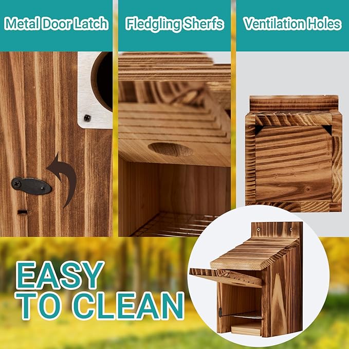 2 Pack Bird Houses for Outside, Outdoors Birdhouse Feeder for Bluebird,Cardinal,Purple Martin and Sparrow,Wooden Cedar Hanging Birds Nest,Easy to Clean,No Assembly Needed