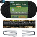 2026 Flat Soaker Hose 75 ft with Stakes for Garden, 75ft Linkable Drip Hose Diy Garden Irrigation System Saving 80% Water, Dual-layer Leak-free Design Water Hose with Holes