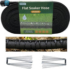 2026 Flat Soaker Hose 75 ft with Stakes for Garden, 75ft Linkable Drip Hose Diy Garden Irrigation System Saving 80% Water, Dual-layer Leak-free Design Water Hose with Holes