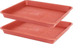 VUWEZ Plant Saucer Growing Tray, Seed Starter Tray Rectangular, Heavy Sturdy Plastic Planter Saucers Drainage Trays, Plant Drip Trays for Pots, Seed Starter Growing Pots (11 x 9 inch, 2 Pack)