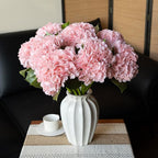 DUYONE 3PCS 22 inch Realistic Artificial Hydrangea Large Flowers Artificial Flowers Dry Flowers Outdoor Wedding Christmas Office Family Party Living Room Table Decoration (Pink)