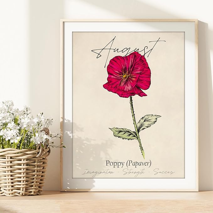 August Birth Flower Art Print - 8x10 (Unframed) | Capturing the Splendor of the August Birth Flower | Decor Accent for Birthdays and Special Occasions | Living Room Décor | Modern Home Décor