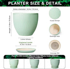 Ceramic Pots for Indoor Plants, 6 Inch Plant Pot with Drainage Hole and Saucer, Round Modern Planters, Decorative Pots for Plants, Home Living Room Decor, Gifts for Plant Lovers, Mint Green