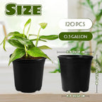 OJYUDD 120 Pcs 0.5 Gallon Black Plastic Plant Nursery Pots,Plant Seedling Pots with Drainage Holes,Black Flower Planting Container for Seedlings Transplanting,Planting,Succulent